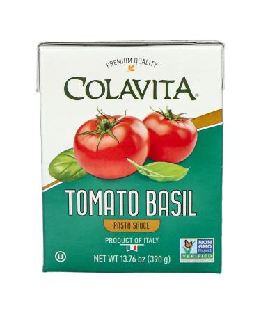 Colavita Tomato Basil Pasta Sauce Recart 13.76 Oz Pack of 16 - Classic Italian Tomato Basil Sauce Made with Fresh Non-GMO and Gluten-Free Ingredients - Recyclable and Sustainable Packaging - Product of Italy Tomato Basil 13.76 Ounce (Pack of 16)