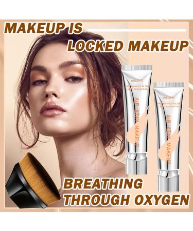 Shop Waterproof Foundation Cream | Full Coverage Lightweight Makeup Kit with Brush - #02 - Long Lasting & Oil Control for Women | International Shipping - Buy Online on SooperMarket.com