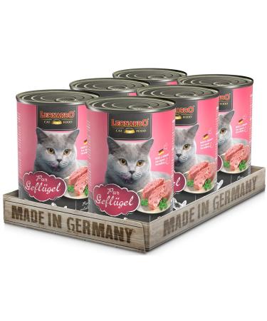 LEONARDO wet food for cats pure poultry 6x 400g can grain-free cat food complete food Made in Germany 400 g (pack of 6)