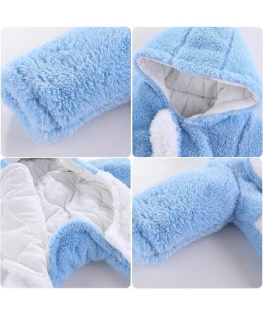 Newborn Baby Cartoon Bear Snowsuit Winter Coat Fleece Hooded Romper Jumpsuit 6-9 Months - Blue Rabbit - Buy Online on SooperMarket.com