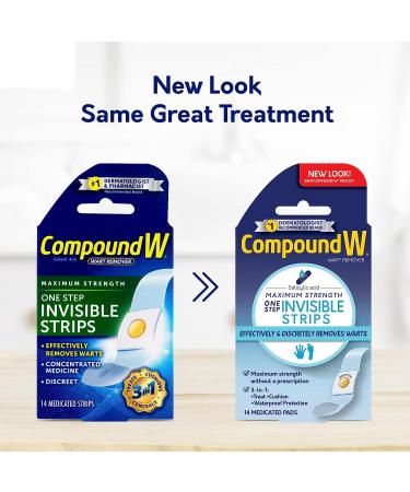 Compound W Maximum Strength One Step Invisible Wart Remover Strips - 14 Count Pack - Fast and Effective Treatment for Warts - Buy Online on SooperMarket.com
