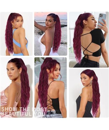 PORSMEER 28 Wine Red Beach Wave Ponytail Extension for Women - Buy Online on SooperMarket.com