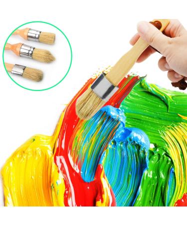 Professional 3pcs Small Round Chalk and Wax Paint Brush Set - Reusable Natural Bristle Brushes for DIY Painting - Compatible with Annie Sloan Chalk Paint and Milk Paint - Buy Online on SooperMarket.com