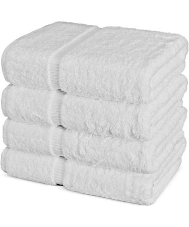 Chakir Turkish Linens 100% Cotton Premium Towels for Bathroom - 27'' x 54'' | 4-Piece Bath Towels Set in White - Buy Online on SooperMarket.com