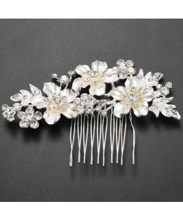 Plouluyt Wedding Bridal Hair Combs Vintage Imitation Crystal Hairpins Prom Jewelry Gold Silver Flower Pattern Hair Accessories Pins Women Silver - Buy Online on SooperMarket.com