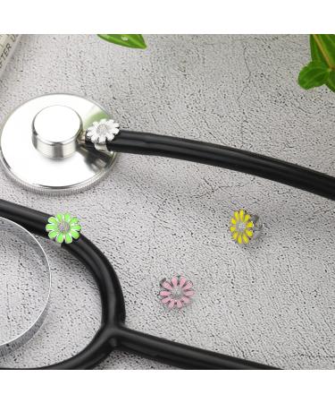 Woanger 4 Pcs Sunflower Bling Stethoscope Charms | Flower Stethoscope Tags & Accessories for Nurses & Doctors | Perfect Gift for Nursing Students - Pink White Yellow Green - Buy Online on SooperMarket.com