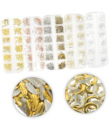 WOFASHPURET 5 Boxes Metal Nail Decoration Nail Art Supplies Nail Art Decor Nail Craft Decors Nail Charm Glue Rhinestone for Nails Nail Art Studs Diy Nail Charms Nails Gems Suite Hollow Out - Buy Online on SooperMarket.com