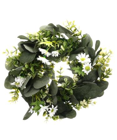 LIFKICH Wreath Planta Artificial Faux Greenery Artificial Eucalyptus Garland Holiday Window Hanging Eucalyptus Leaves Garland Faux Plants Fall Garland or Artificial Grass Daisy White White 30X30CM