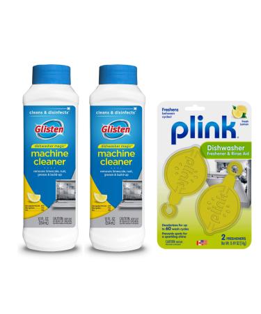 Glisten Magic Machine Cleaner & Disinfectant 2-Pack and Plink Dishwasher Freshener & Rinse Aid