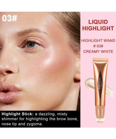 Lisara Highlighter Beauty Wand - Creamy White Liquid Highlighter Stick with Cushion Applicator for Face & Body - Lightweight & Blendable Silky Smooth Formula - Buy Online on SooperMarket.com