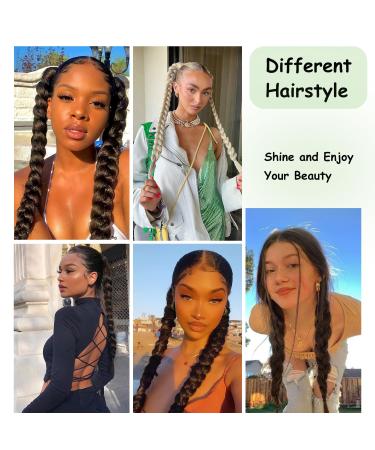 Fulang Hair 2pcs Braid Ponytail Extension - Long Light Brown Braided Hair Tie for Women - Buy Online on SooperMarket.com