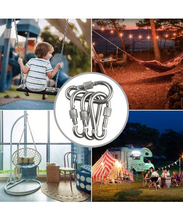 Buy DONQL 4 STK M6 Stainless Steel Carabiner Hooks - 135 kg Load Capacity for Camping Keys & Outdoor Use - Buy Online on SooperMarket.com