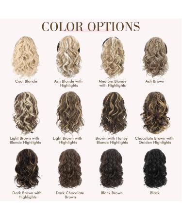 REECHO 10 Inch Ash Brown Ponytail Extension | Short Curly Synthetic Hairpiece with Platium Highlights - Buy Online on SooperMarket.com
