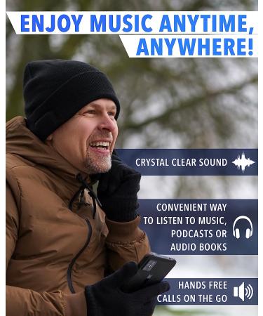 Foxelli Bluetooth Beanie - Wireless Hat with Headphones for Men & Women in Black - Buy Online on SooperMarket.com