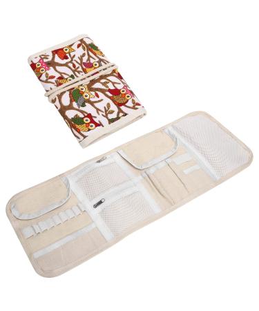 Crochet Hook Case Portable Roll Up Knitting Needles Holder Case for Various Crochet Needles and Knitting Accessories (Empty Bag - owl)