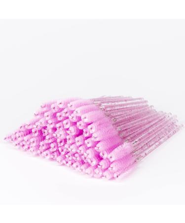 i-Laesh 100 Pcs Disposable Eyelash Brushes, Mascara Wands, Eye Lash Brush, Spoolies for Eyelash Extensions, Spoolie Eyebrow Eyeshadow Brow Makeup Supplies Kit Cleansing Glitter Applicator Tool Accessories Bristle (Crystal