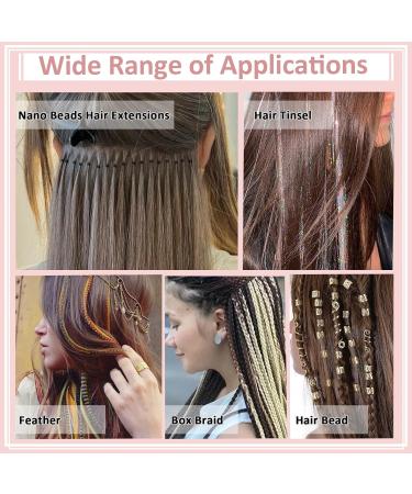 Vlasy Nano Beads 3.0mm 200PCS + 2PCS Hair Extension Loop Threaders Set (Black) - for Hair Extensions/Tinsel - Buy Online on SooperMarket.com