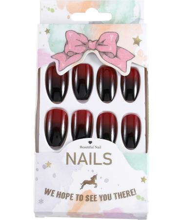 Brishow Coffin False Nails Halloween Decoration Black Red Press On Nails - 24pcs for Women and Girls - Buy Online on SooperMarket.com
