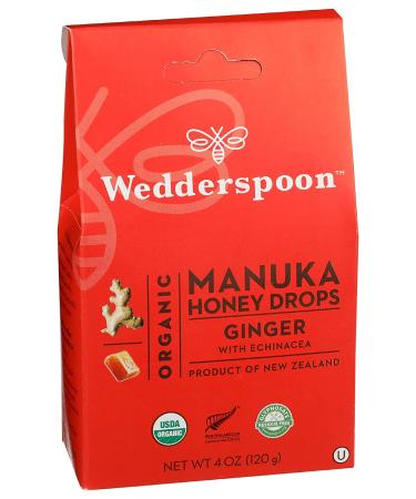 Wedderspoon Organic Manuka Honey Drops with Ginger & Echinacea - 4 oz | Natural Wellness - Buy Online on SooperMarket.com