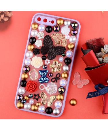 Kikonoke 350pcs 3D Resin ABS Rose Flower Bows Butterfly Charms with Pearl Beads - Black | Craft DIY Supplies - Buy Online on SooperMarket.com