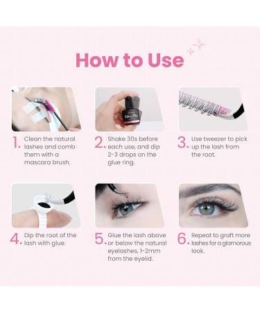 DIY Lash Extension Kit 20D Faux Mink Cluster Lashes 0.05 Curl 8mm-15mm Eyelash Glue Remover and Tweezers - Buy Online on SooperMarket.com