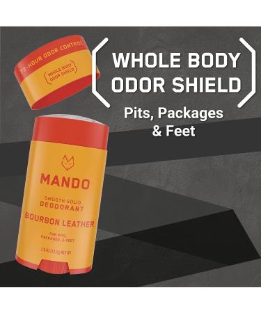 Mando Men's Whole Body Deodorant - Smooth Solid Stick - 72hr Odor Control - Aluminum & Baking Soda Free - Skin Safe - 2.6oz (Bourbon Leather) - Buy Online on SooperMarket.com