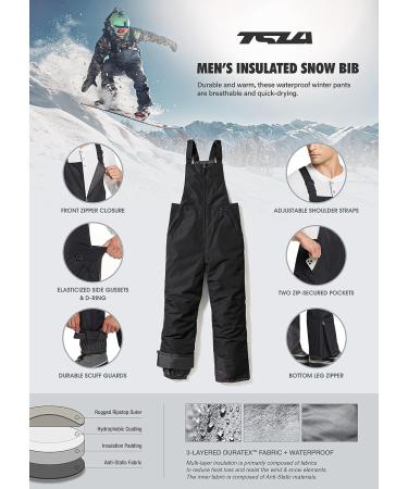TSLA Men's Winter Snow Bibs - Waterproof & Insulated Overalls | Black Large - Buy Online on SooperMarket.com