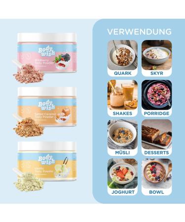 Bodywish Mixed Tasty Powder - Low-Calorie Sugar Substitute | Natural Flavor | 3 x 150g (Vanilla Salted Caramel Wildberry) - Buy Online Internationally - Buy Online on SooperMarket.com
