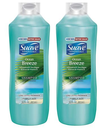 Suave Essentials Shampoo - Ocean Breeze - Family Size - Net Wt. 30 FL OZ (887 mL) Per Bottle - Pack of 2 Bottles