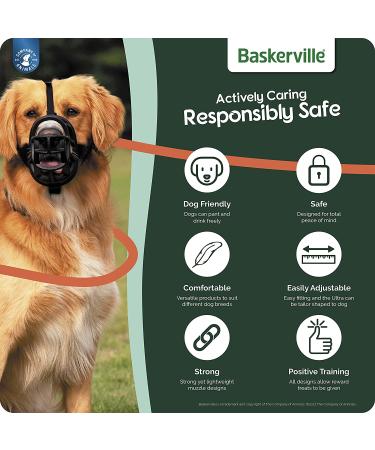 Baskerville Ultra Dog Muzzle Prevents Chewing and Biting, Allows Panting and Drinking | Comfortable, Humane, Adjustable, Lightweight | 6 Sizes, Black/Tan - Labrador Black - Buy Online on SooperMarket.com