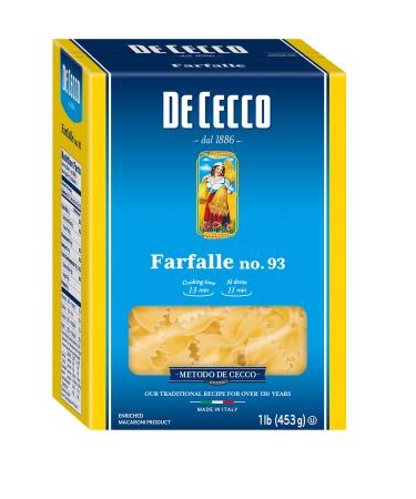 De Cecco Pasta, Farfalle, 16 Ounce (Pack of 5)