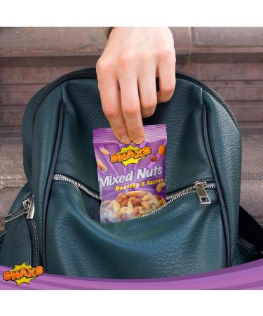 Snaxs Roasted Salted Mixed Nuts 12 x 40g - Almonds Brazil Nuts Cashews Peanuts and Hazelnuts Nuts Snacks - Healthy Kosher Nuts with Fibre Protein and Minerals - Ideal for Snacking - Buy Online on SooperMarket.com