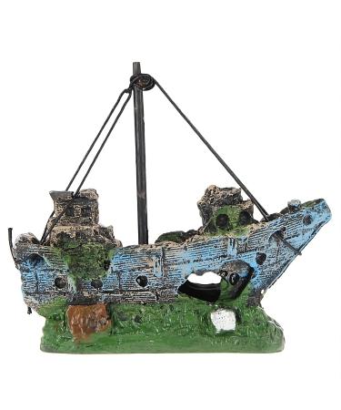 Movoja aquarium decoration - shipwrack pirate ship - for sweet and salt water - ship boat lost ferry wood boat ornament aquaristics