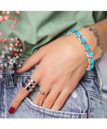 EnerCoppeX Copper Magnetic Bracelet for Women - Turquoise Jewelry with 3500 Gauss Magnet (COB-0165) - Buy Online on SooperMarket.com