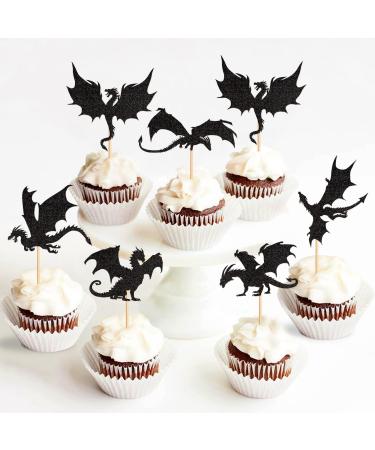 24 pieces dragon theme cupcake topper mythical stories Torte decoration picks realistic cake attachment tortendendeko young wedding birthday event party animals theme topic party decoration care dragon-1