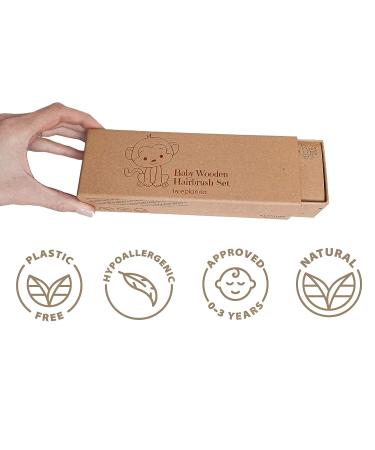 eplanita Baby Hair Brush and Comb Set for Newborns & Toddlers - Wooden with Natural Goat Bristles - Ideal for Cradle Cap, Massage, and Teething Relief - Perfect for Baby Registry or Baby Shower - Buy Online on SooperMarket.com