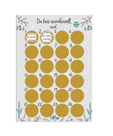 Nastami Advent Calendar to scratch off Advent Calendar A3 Christmas Calendar Scratch off Advent Calendar (You are wonderful because)