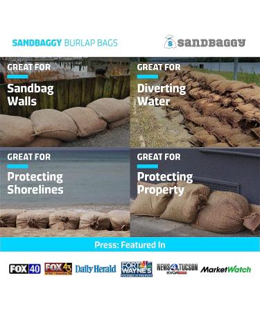 Burlap Sandbags 14 x 26 - 50lb Weight Capacity (5 Pack) | Flood Barrier, Tent Sandbags | Sandbaggy - Buy Online on SooperMarket.com