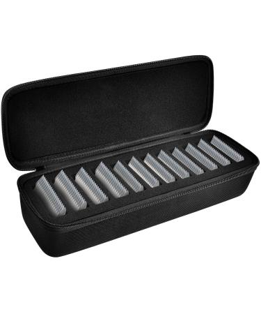 Grooming Clipper Blade Case, 12 Slots Storage Holder Organizer Compatible with Osterl Clipper Guards, Andis Blades, Wahl Clippers Different Size (Upgraded Black)