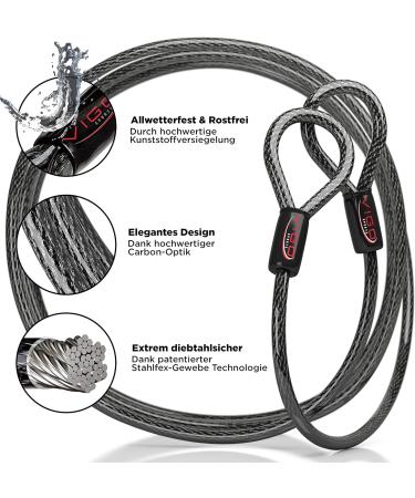 VIGO Sports Panzer Loop Cable Lock 2m - 10mm Thick Weatherproof & Durable Security Solution for Bikes Grills Garden Furniture & Strollers - Prevent Theft! - Buy Online on SooperMarket.com