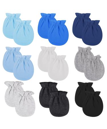 Lusofie 9 Pairs Cotton Baby Mittens Newborn Mittens No Scratch Baby Gloves Infant Toddler Mittens for Baby Boys Girls 0-6 Months