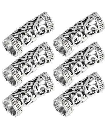Hair 6pcs Dreadlocks Rings Hair Tube Hollow Out Hair Cuffs Hair Accessories Hair Tube Jewelry Silver