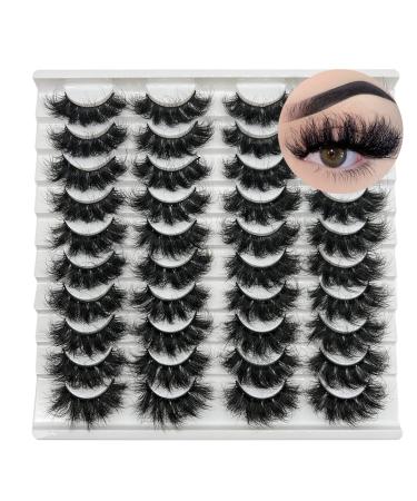 3D Dramatic 25MM Mink Lashes Fluffy 20 Pairs False Eyelashes Pack Wholesale Reusable Bottom Long 20MM Mink Eye Lashes Bulk By TIKILEY Dramatic Mink Lashess