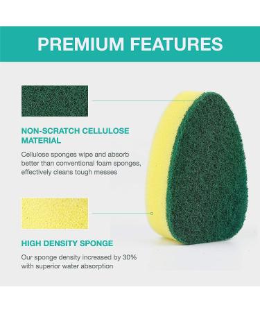 12-Pack Dishwand Refills Sponge Heads - Non-Scratch Heavy Duty Scrub Dots Brush - Soap Dispensing Scrubbers for Kitchen Sink - Dishwasher Tool - Buy Online on SooperMarket.com