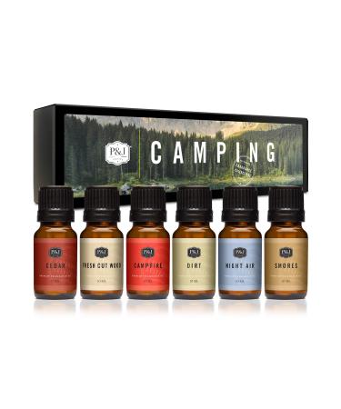Camping Set of 6 Premium Grade Fragrance Oils - Campfire, Smores, Dirt, Fresh Cut Wood, Night Air, Cedar fresh cut wood 6 Piece Assortment