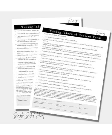 75 Wax Consumption & Post-Treatment Forms | A1 Size | Client Signature | 25 Intake 25 Constant 25 Follow-Up | International Shipping - Buy Online on SooperMarket.com