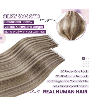 Buy Laavoo Invisible Tape Extensions | Real Hair Remy Blond Highlighted 40cm | Seamless 20pcs Perfect for Natural Look - Buy Online on SooperMarket.com