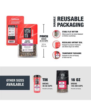 Tiesta Tea Passion Berry Jolt - Raspberry Passion Fruit Black Tea, High Caffeine, Loose Leaf, 1.5 oz Pouch â€“ 25 Cups - Buy Online on SooperMarket.com