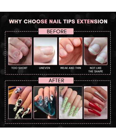 Makartt Ballerina Nails Set - 500 Clear False Nail Tips with Nail Glue for Acrylic Press On Nails - Full Cover Coffin Soak Off Tips and Nail File - Nails Art Kit for Women - Buy Online on SooperMarket.com