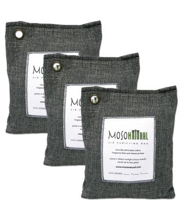 Moso natural air purification bag 200 g 3 pieces a odorless smell sheaf for cars cupboards bathrooms pet areas.Premium moso bamboo coal odor absorber two years of lifespan anthracite 1 count (pack of 3)